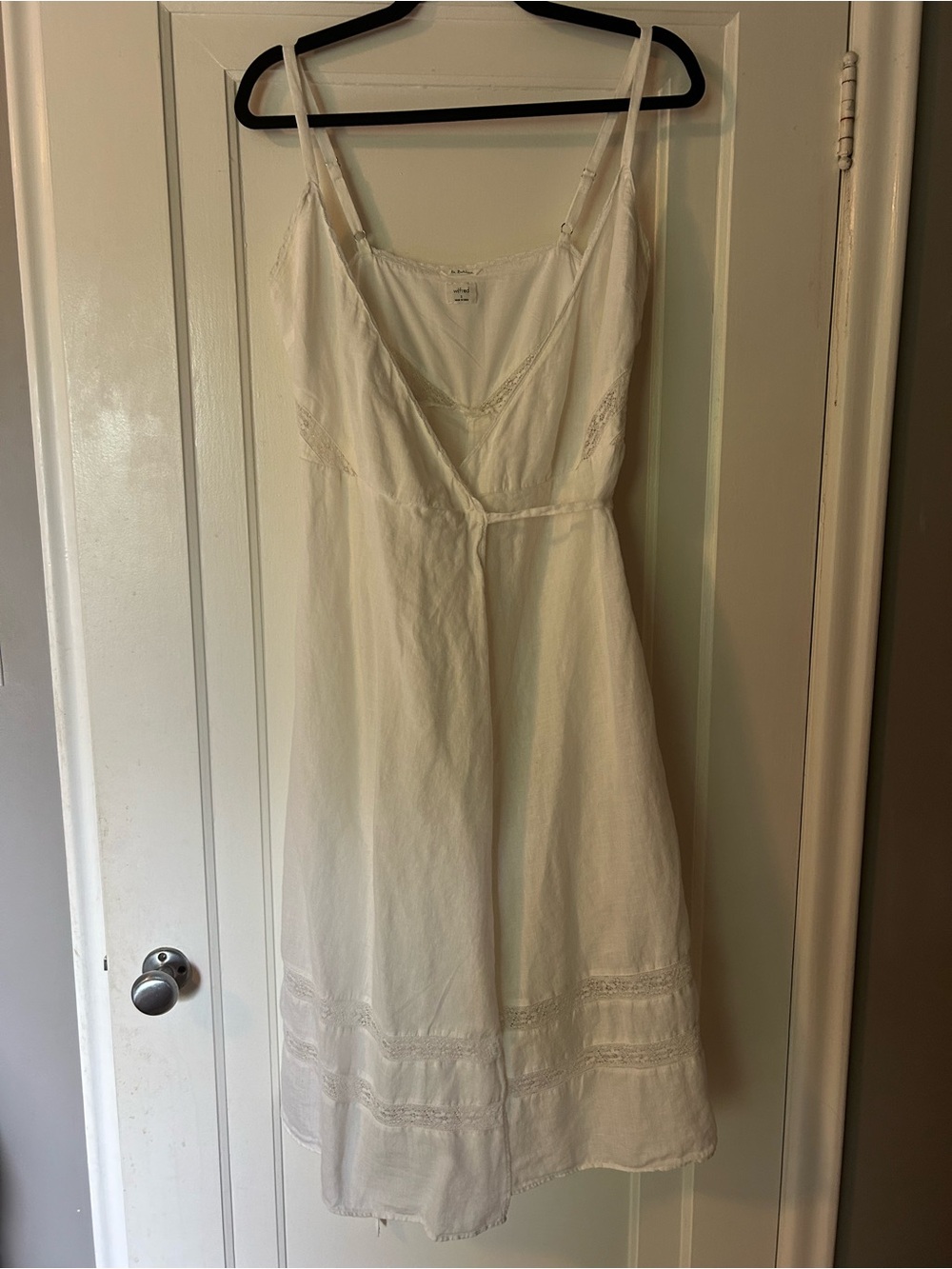 Wilfred La Bohème 100% Linen White Wrap Midi Dress | Lace Trim | Size S - Picture 3 of 7